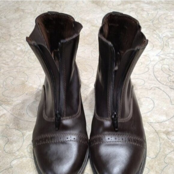 TuffRider Brown Leather Zip Front Paddock Boots 5 - Picture 4 of 12